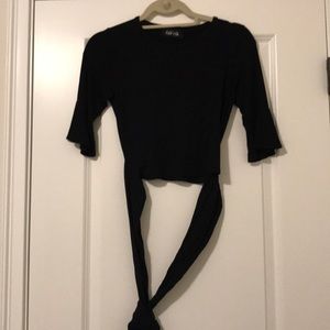 Fab’rik Black Crop Top with Bell Sleeve